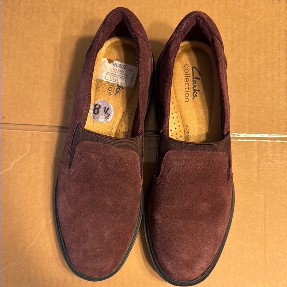 Clarks Women’s Burgundy Slip-On Shoes